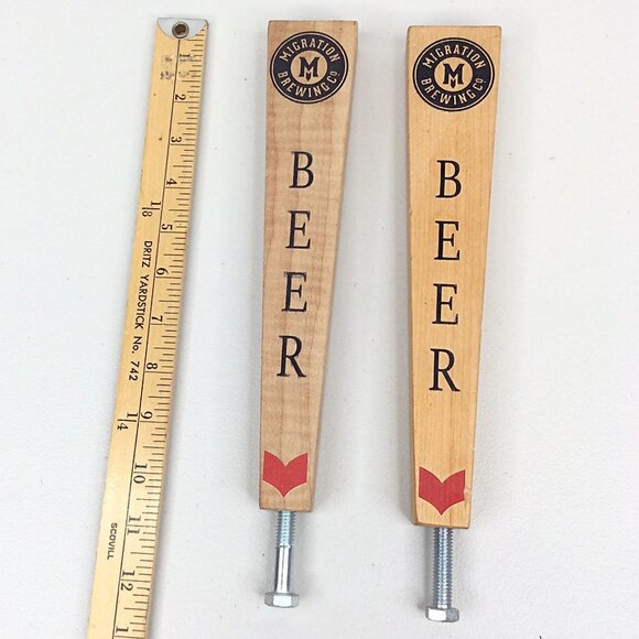Lot of 2 Migration Brewing Beer Tap Handles Portland Oregon Wood - Picture 3 of 7